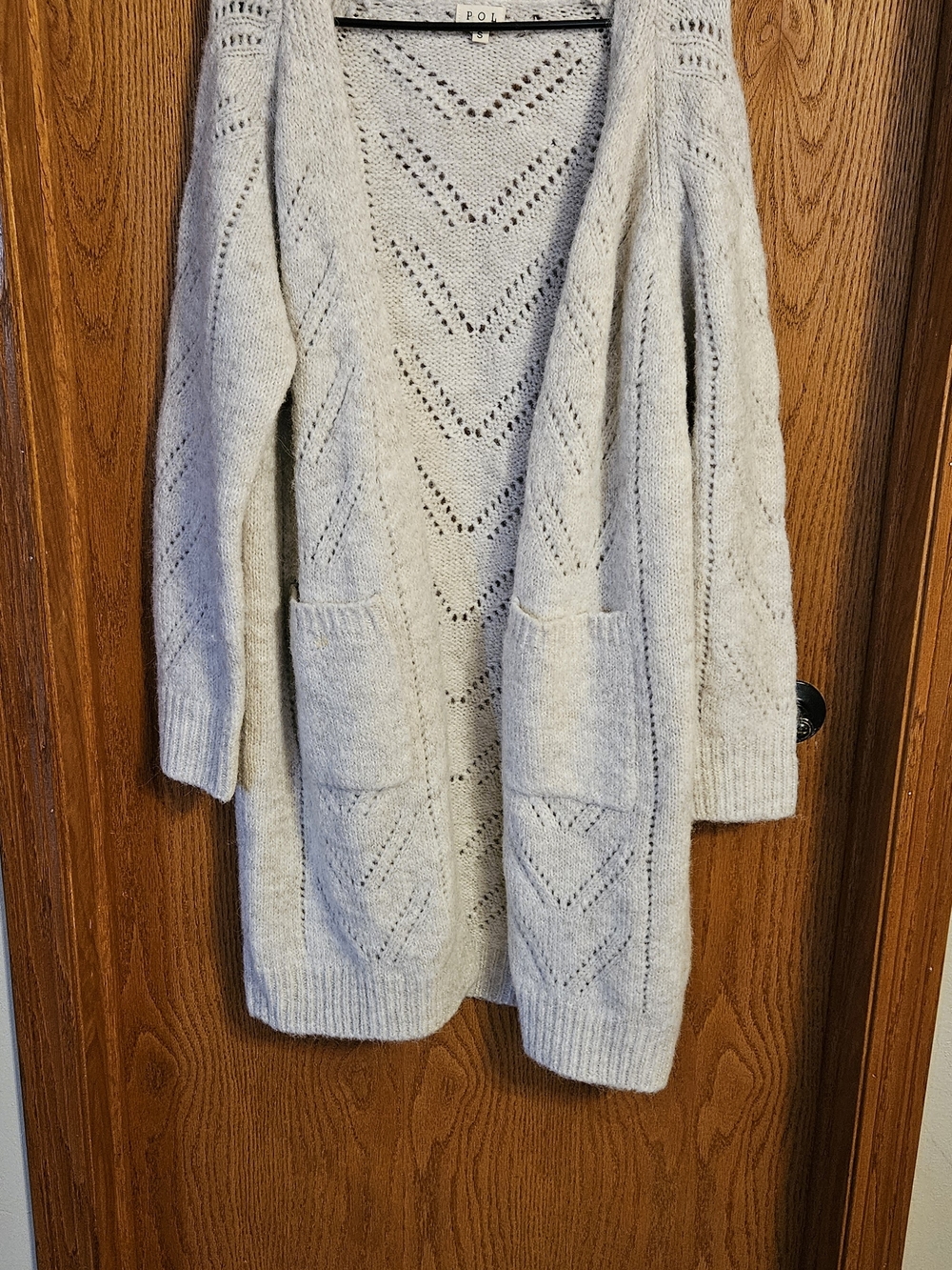 POL Oversized Open-Front Heather Knit Cardigan